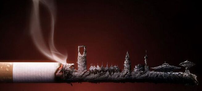 smoldering cigarette and the harm of nicotine